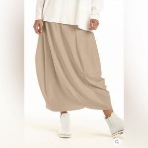 PLANET By Lauren G Fawn Pima Cotton BALOON SKIRT Maxi Long SZ (2) 10 12 14
